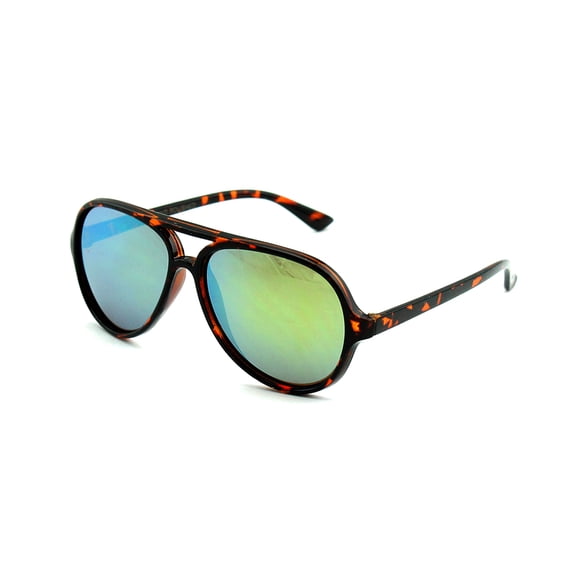 Newbee Fashion - "Zay" Kids Boys Cool Look Plastic Aviator Style Comfortable Flash Lens Sunglasses UV Protection