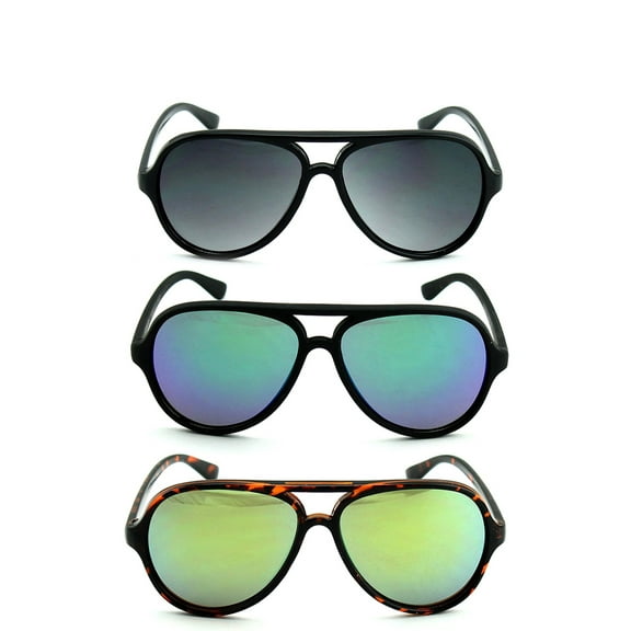 Newbee Fashion - "Zay" Kids Boys Cool Look Plastic Aviator Style Comfortable Flash Lens Sunglasses UV Protection