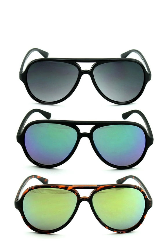 Newbee Fashion - "Zay" Kids Boys Cool Look Plastic Aviator Style Comfortable Flash Lens Sunglasses UV Protection