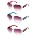 thumbnail image 1 of Newbee Fashion - "Zeb" Aviator Fashion Sunglasses UV Protection, Hot Pink& Blue & Purple 3 Pairs, 1 of 1