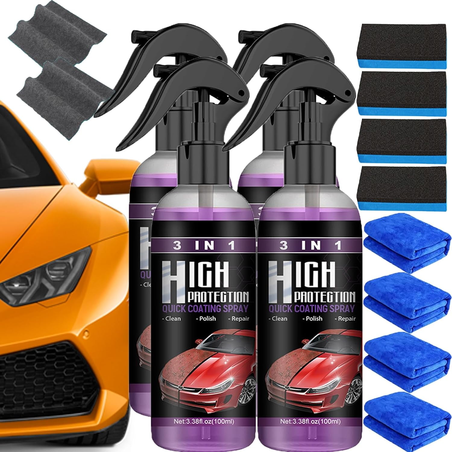 Newbeeoo Car Coating Spray, 3 in 1 High Protection Quick Car Coating Spray,  Ottostuart Car Coating Spray, Nano Coating Pro Spray for Cars, Car Scratch