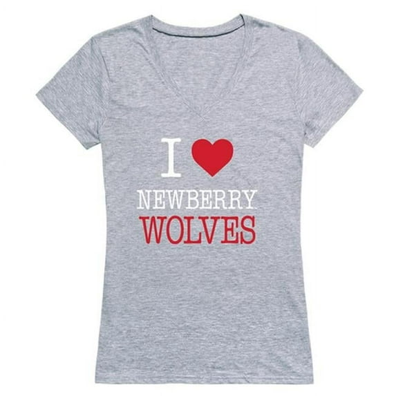 Newberry College Wolves I Love Women T-Shirt, Heather Grey - Medium