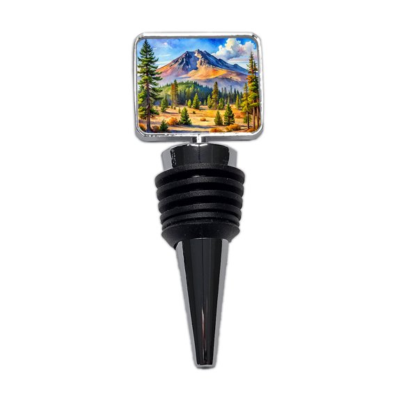 Newberry Volcanic National Monument Oregon Watercolor Style Wine Bottle Stopper Cap Plug