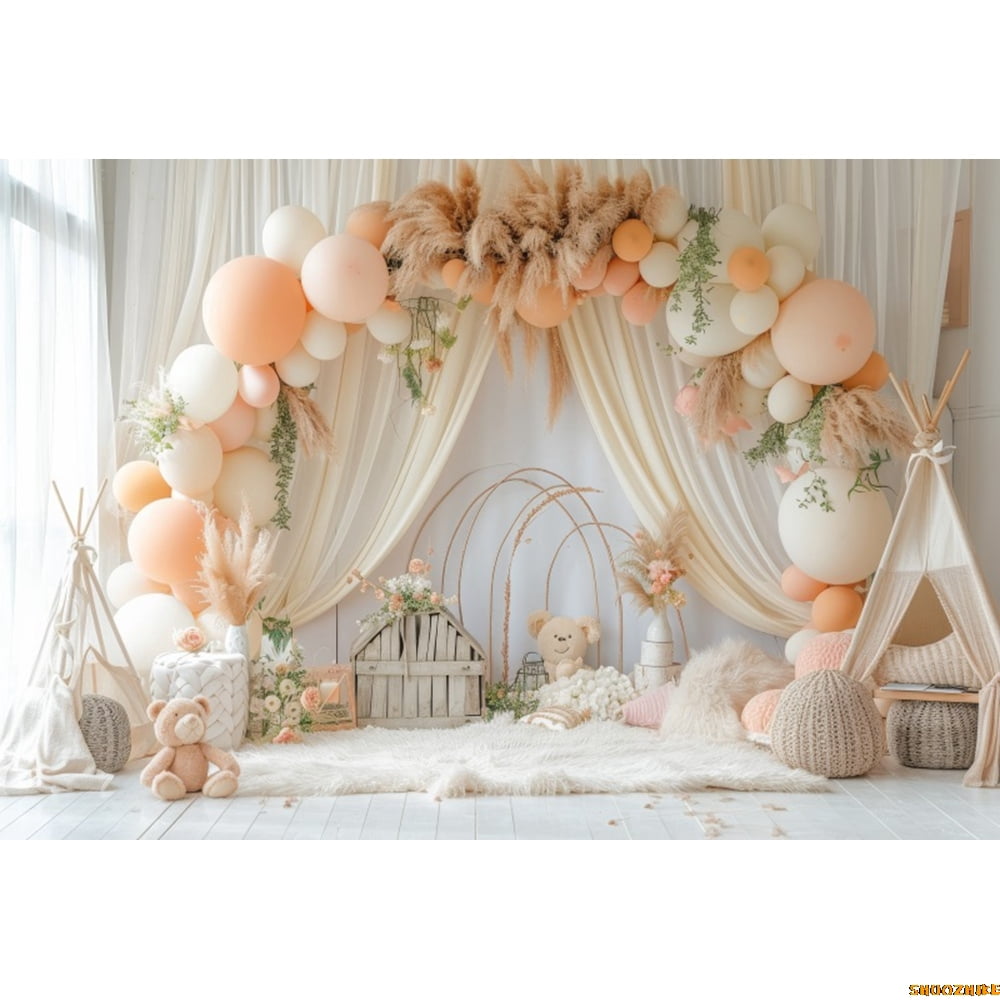 Simple Baby Backdrop Newborn 1st Birthday Backdrop Photobooth Colorful Balloons Birthday ...