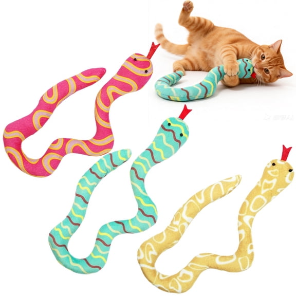 Newborn 3 Pcs Cat Toys Chew Ropes Interactive, Safe Teeth Cleaning Chew Catnip-Infused Snake-Shaped Cat Toys for Indoor