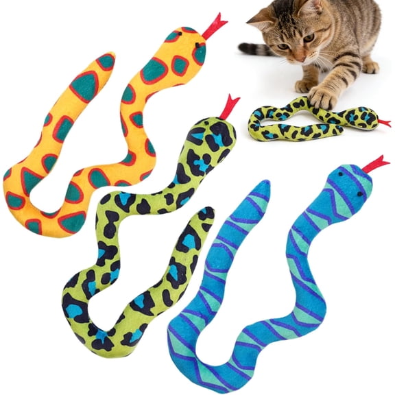 Newborn 3 Pcs Cat Toys Chew Ropes Interactive, Safe Teeth Cleaning Chew Catnip-Infused Snake-Shaped Cat Toys for Indoor