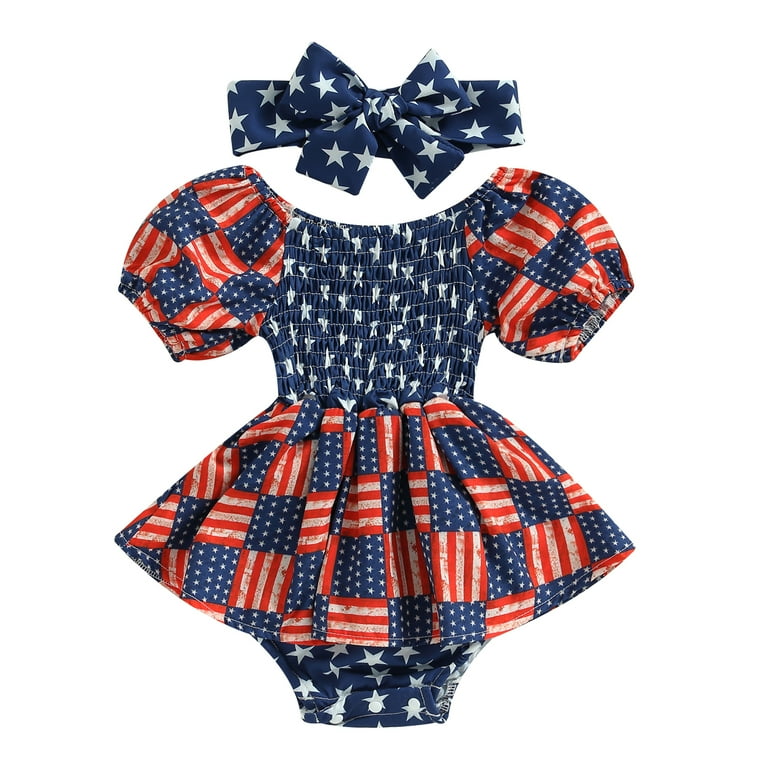 Newborn 4th of July Outfit Baby Girl Dress Romper Cute Smocked Dresses Onesie My First Fourth of July Clothes 12 18 Months Walmart