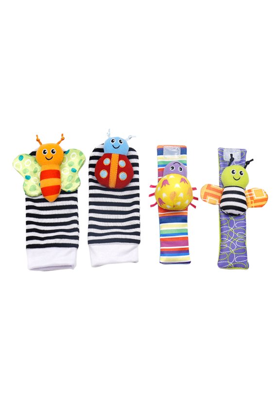 Newborn Adjustable Cotton Foot Finder Rattle Socks  (4 Pack)