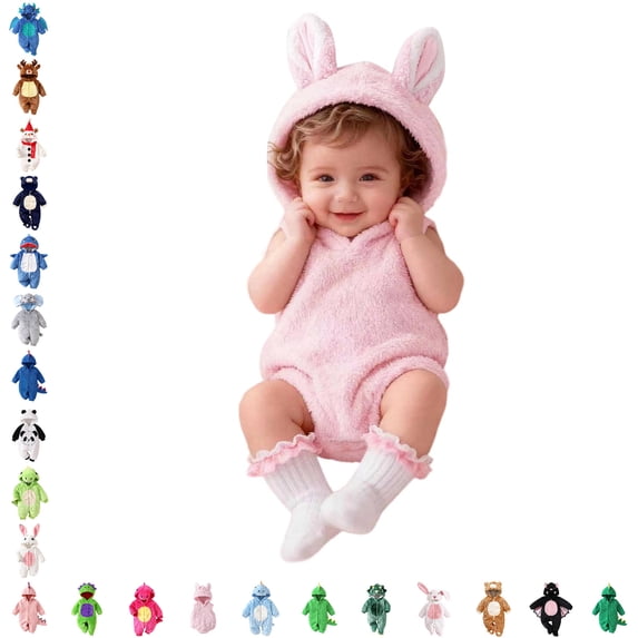 Newborn Animal Halloween Costume Comfortable Bunny Hooded Jumpsuit Baby Fall Outfit