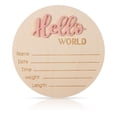 thumbnail image 1 of Newborn Announcement Sign, 5.9in Wooden Hello World Sign Baby Welcome Sign Birth Baby Name Plaques for Newborn Boys and Girls Photo Props Baby Shower Hospital Nursery (Light Pink), 1 of 6