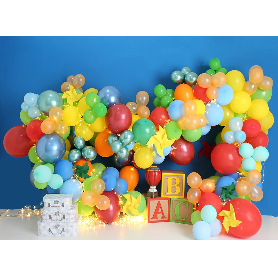 Newborn Baby 1st Birthday Cake Smash Party Backdrop Colorful Balloon ...