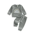 thumbnail image 1 of Newborn Baby 2Pcs Clothes  Set Letter/Rainbow Pattern Long Sleeve Crew Neck Pullover  Long Pants Set, 1 of 9
