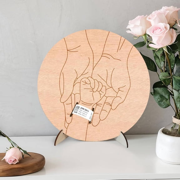 Newborn Baby Announcement Sign, Wooden Engraved Baby Birth Hospital Bracelet Holder, Newborn Announcement Board Welcome Baby Shower Decor