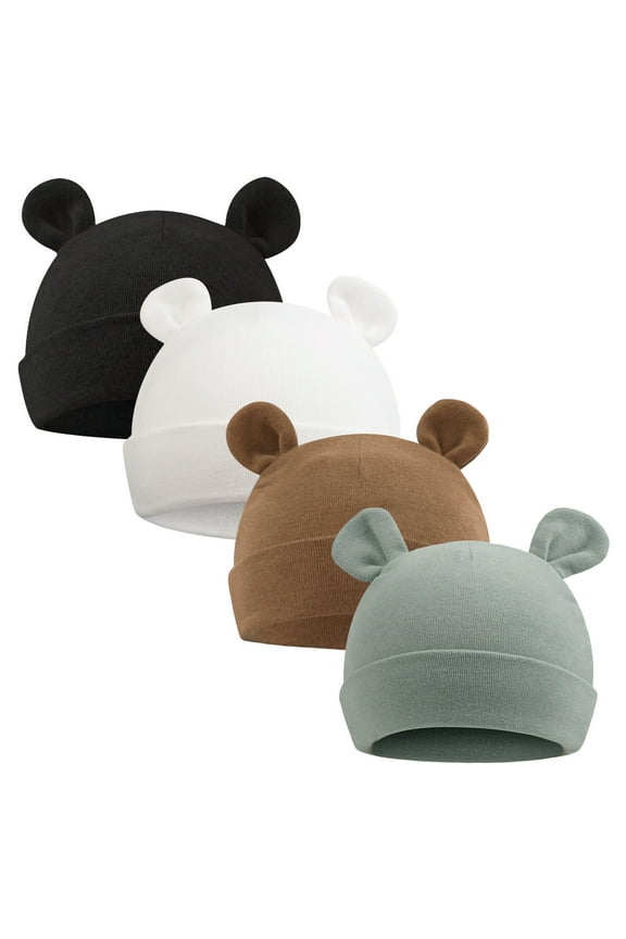 Newborn Baby Beanie Preemie Boys Hats Autumn Winter Newborn infant Hospital Hats for Girls 0-6 Months(White+Black+Gray Green+Coffee,Preemie)