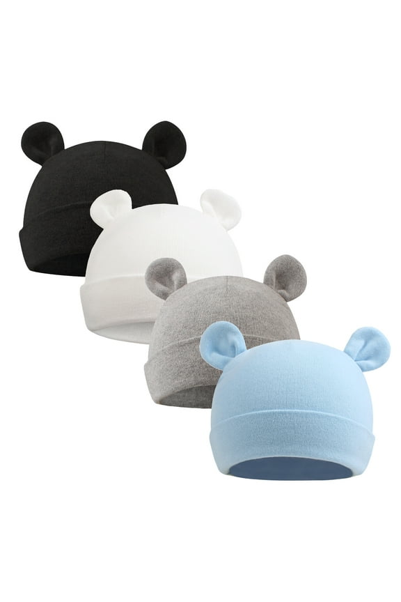 Newborn Baby Beanie Preemie Boys Hats Autumn Winter Newborn infant Hospital Hats for Girls 0-6 Months(White+Black+Gray+Sky Blue,Preemie)