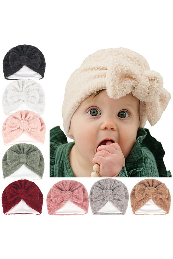 Newborn Baby Beanie Turban Baby Girl Hats Soft Cute Bow Head Wraps for Infant Baby Beanie Hair Accessories