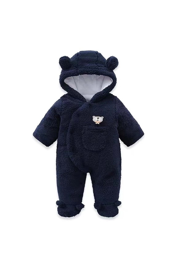 Newborn Baby Bear Fleece Outfit Footie Jumpsuit Winter Romper Snowsuit outfit Bear Suit Warm Hooded Outfits Infant Romper Jumpsuit