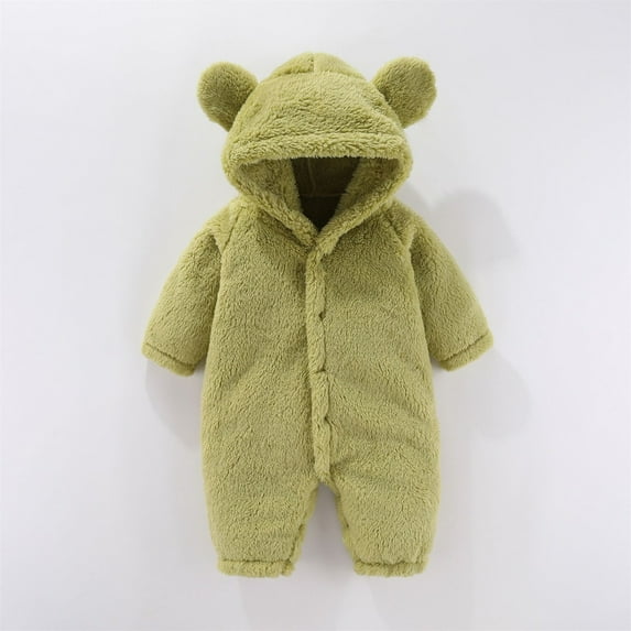 Newborn Baby Bear Fleece Snowsuit Hooded Romper Outfits Cute Animal Costume Design Newborn Boy Winter Outfits for Girls 0-3 Months