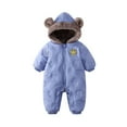 thumbnail image 1 of Newborn Baby Bear Onesie Baby Fleece Snowsuit Jumpsuit Hooded Footie Thick Winter Outwear for Infant Boys Girls, 1 of 9