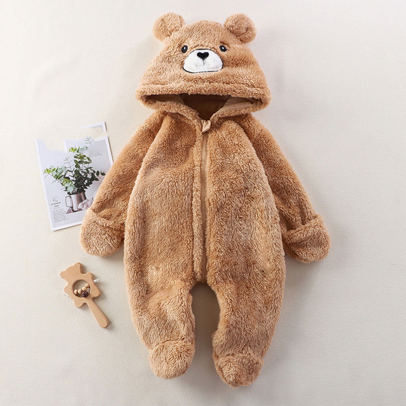 Newborn Baby Bear Onesie Outfit Suit Girls Boys Fleece Jumpsuit