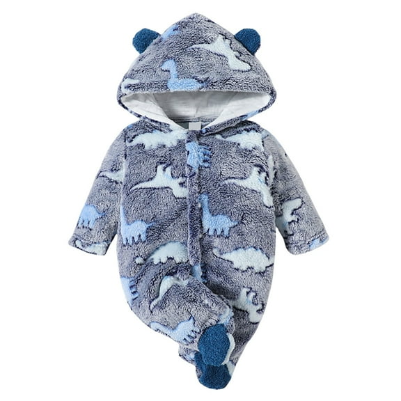 Newborn Baby Bear Outfit Suit Girls Boys Fleece Jumpsuit Romper Hooded Coat Winter Clothes Outwear Snowsuit