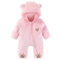 thumbnail image 1 of Newborn Baby Bear Outfit with Fold-Over Mittens and Footies Girls Boys Winter Fleece Clothes Thick Hooded Romper Snowsuit, 1 of 4