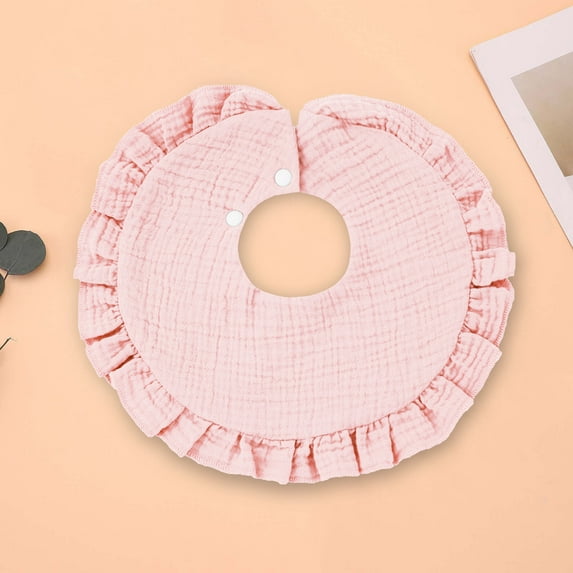 Newborn Baby Bib Bandana Drooling Teething Muslin Saliva Towel Adjustable Cotton Gauze Lace Toddlers Pink 0-2 Years