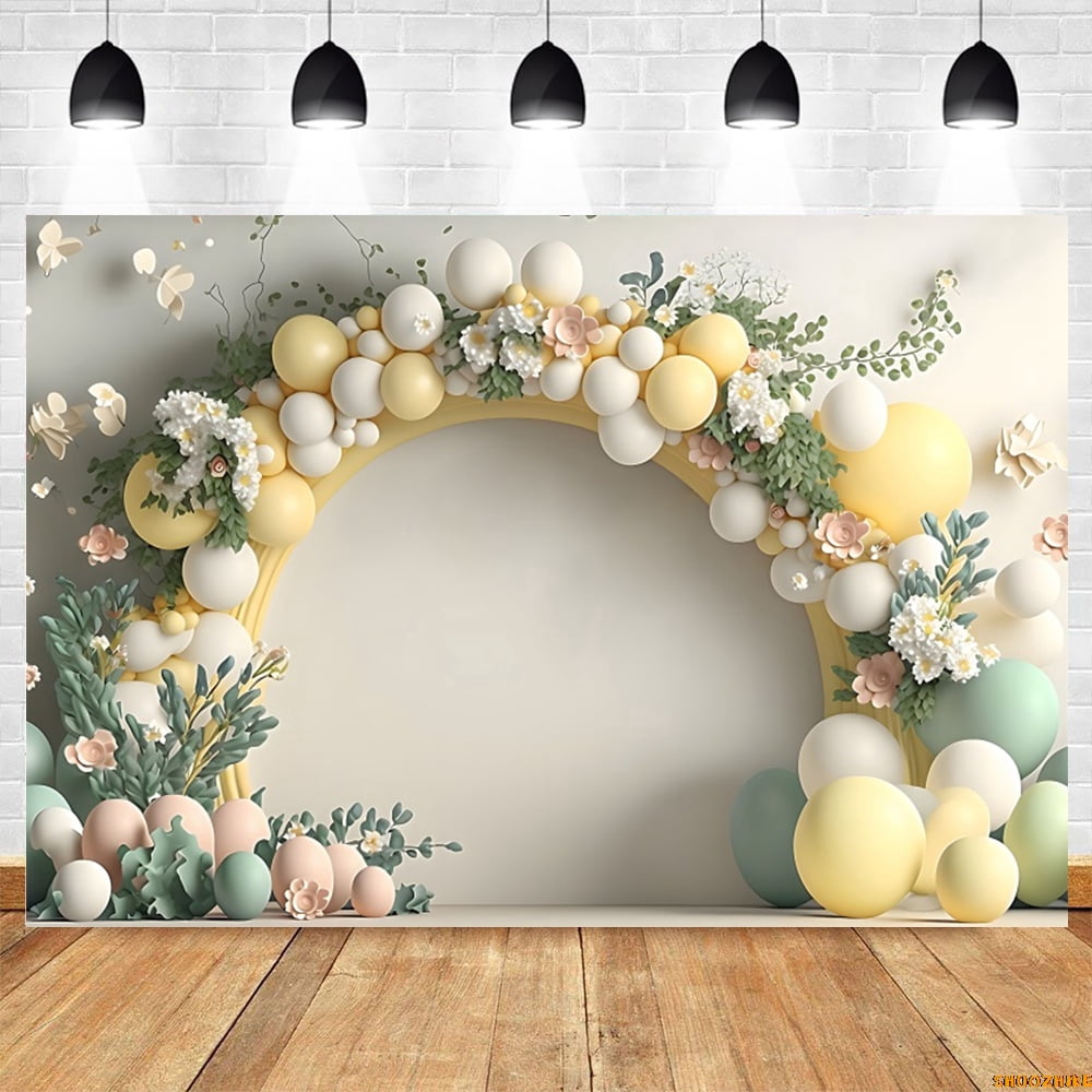 Newborn Baby Birthday r Backdrop Arch Balloons Baby Shower Portrait ...