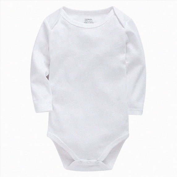 Newborn Baby Bodysuit Baby Long Sleeved Jumpsuit Solid Color Triangle Clothing for Boys and Girls 18,White