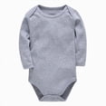 thumbnail image 1 of Newborn Baby Bodysuit Baby Long Sleeved Jumpsuit Solid Color Triangle Clothing for Boys and Girls 6,Grey, 1 of 7