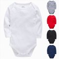 thumbnail image 1 of Newborn Baby Bodysuit Baby Long Sleeved Jumpsuit Solid Color Triangle Clothing for Boys and Girls 9,Black, 1 of 7
