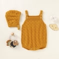 thumbnail image 1 of Newborn Baby Bodysuit Hat 100%Cotton Knit Toddler Girl Clothing Set Infant Kid Boy Top Jumpsuit Outfit 2PC Knitwear Sleeveles, 1 of 6