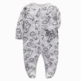 thumbnail image 1 of Newborn Baby Bodysuit for 0-3 Months Baby Boys Girls Jumpsuit Cute Footed Long Sleeve Button Bodysuit Soft Cozy Outfits Grey, 1 of 7