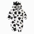 thumbnail image 1 of Newborn Baby Bodysuit for 0-3 Months Baby Cute Cartoon Printed Hooded Jumpsuit Cozy and Warm Long Sleeved Bodysuit Black, 1 of 6