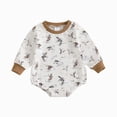 thumbnail image 1 of Newborn Baby Bodysuit for 12-18 Months Baby Boy Girl Romper Long Sleeve Bodysuit Baby Fall Winter Clothes Brown, 1 of 6
