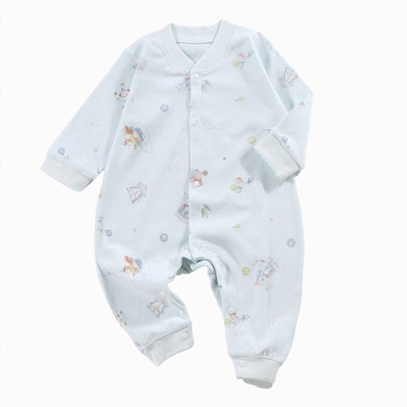 Newborn Baby Bodysuit for 3-6 Baby Jumpsuit Fall and Winter Clothing Baby Crawling Long Sleeve Romper Light Blue
