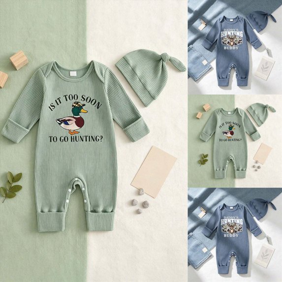 Newborn Baby Bodysuit for 3-6 Months Baby Boy Girl Long Sleeve Ribbed Romper with Knotted Cute Print Infant Jumpsuit Blue