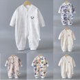 thumbnail image 1 of Newborn Baby Bodysuit for 9-12 Months Baby Romper Fall Long Sleeve Seamless Warm Cartoon Printed Jumpsuit Purple, 1 of 4
