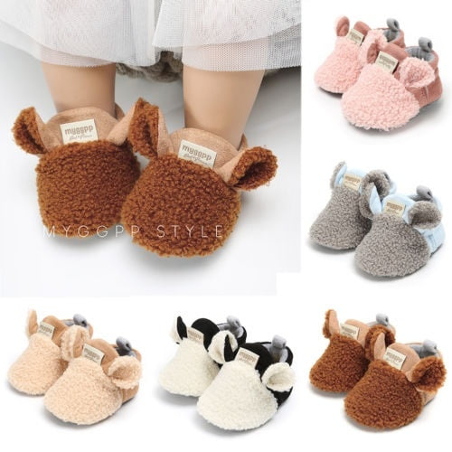  Meckior Unisex Newborn Baby Cozy Cotton Cow Booties Toddler  Boys Girls Fleece Winter Keep Warm Socks Shoes Infant Cute Cartoon Crib  Boots First Walker Shoes Soft House Slippers 0-18 Months
