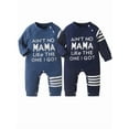 thumbnail image 1 of Newborn Baby Boy 2 Pack Letter Long Sleeve Romper Clothes Stripes Jumpsuit Outfit Set Blue, 1 of 7