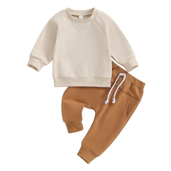 Newborn Baby Boy 2PCS Clothes Set 6M 12M 18M 24M 3Y Solid Color Sweatshirt Pants Toddler Clothes Outfit Baby Costume