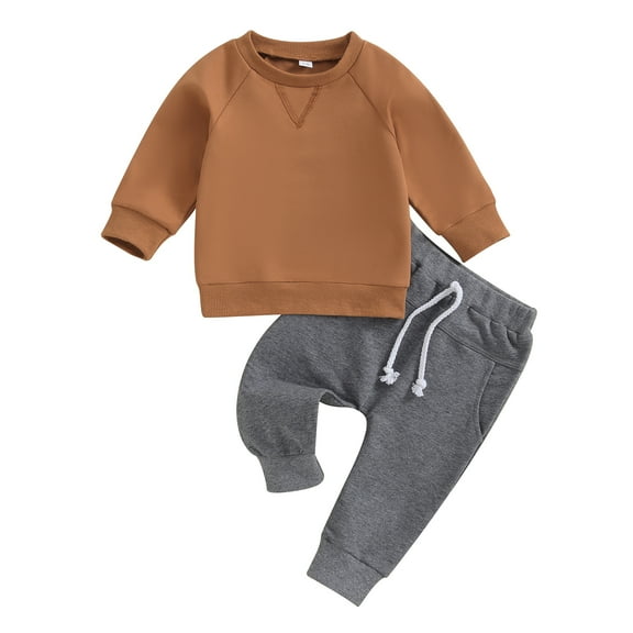 Newborn Baby Boy 2PCS Clothes Set 6M 12M 18M 24M 3Y Solid Color Sweatshirt Pants Toddler Clothes Outfit Baby Costume