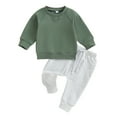 thumbnail image 1 of Newborn Baby Boy 2PCS Clothes Set 6M 12M 18M 24M 3Y Solid Color Sweatshirt Pants Toddler Clothes Outfit Baby Costume, 1 of 10