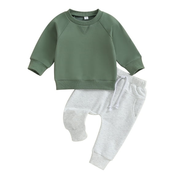 Newborn Baby Boy 2PCS Clothes Set 6M 12M 18M 24M 3Y Solid Color Sweatshirt Pants Toddler Clothes Outfit Baby Costume
