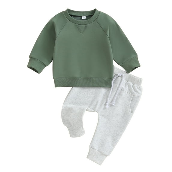 Newborn Baby Boy 2PCS Clothes Set 6M 12M 18M 24M 3Y Solid Color Sweatshirt Pants Toddler Clothes Outfit Baby Costume