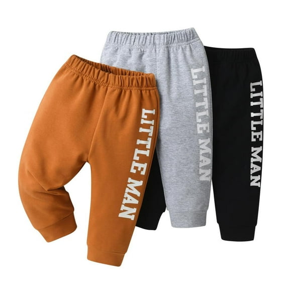 Newborn Baby Boy 3 Pack Sweatpants Solid Pants and Casual Joggers Brown 3-6 Months