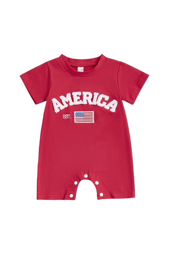 Newborn Baby Boy 4th of July Outfit American Flag USA Romper Jumpsuit Infant Boy Fourth of July Summer Clothes