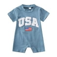 thumbnail image 1 of Newborn Baby Boy 4th of July Outfit American Flag USA Romper Jumpsuit Infant Boy Fourth of July Summer Clothes, 1 of 6