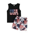 thumbnail image 1 of Newborn Baby Boy 4th of July Outfit Sleeveless USA Tank Tops T-Shirt  6M 12M 18M 24M 3Y American Flag Shorts 2Pcs Summer Clothes, 1 of 10