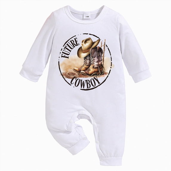 Newborn Baby Boy And Girl Cute Cartoon Letter Print Long Sleeve Long Pants Jumpsuit Suitable For Going Out